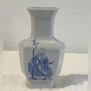 Vintage Ceramic Vase with Blue Design